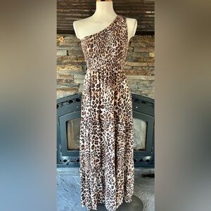 ATL Abel the Label Leopard One Shoulder Maxi Dress Medium NWT